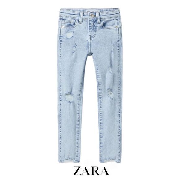 ZARA Kids | Light Blue | RIPPED SKINNY JEANS - Picture 1 of 4